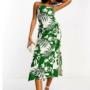 ASOS -DESIGN linen midi bandeau sundress with cut out. 14  NWOT